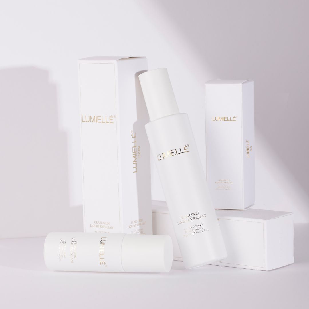 Lumelle skincare products on a white background